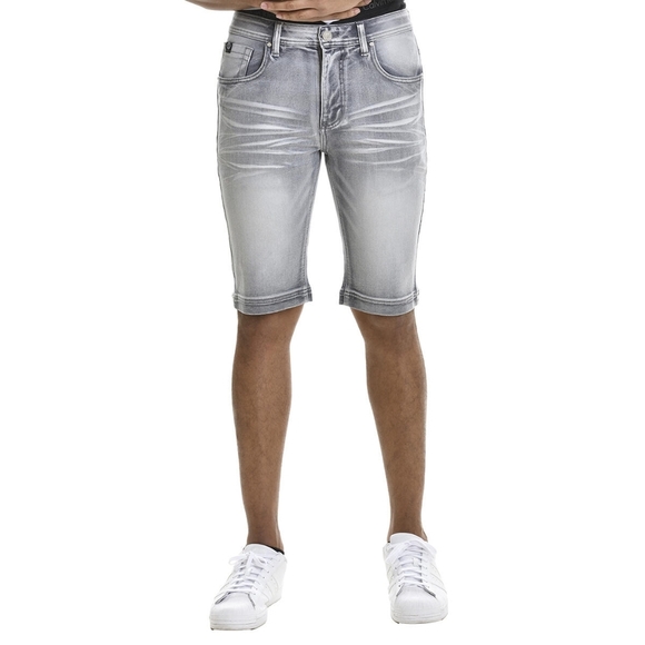 Skinny Fit Men's Gray Shorts with Stretch Size 32 - Picture 2 of 14